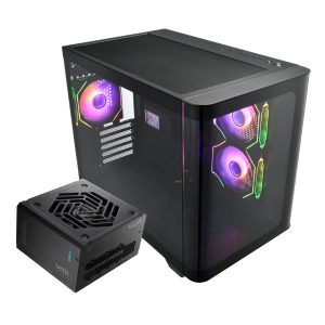 FSP S380 ARGB Dual Chamber Gaming PC Case | 750W PSU | Micro-ATX | Black